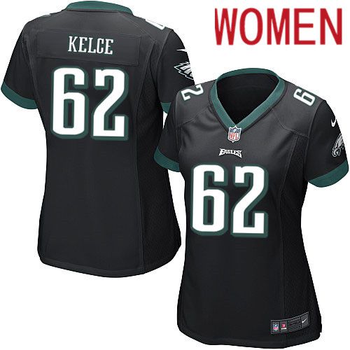 Women Philadelphia Eagles #62 Jason Kelce Nike Black Game NFL Jersey